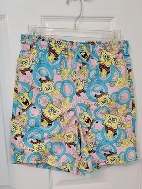 Spongebob Squarepants Swim Trunks Boy Size XL 14-16 Travel Pool Beach NWT